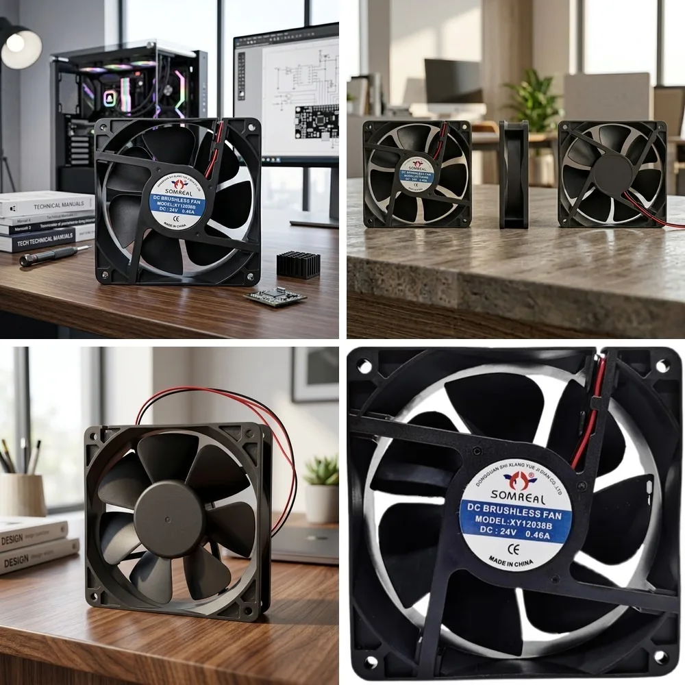 

For SOMREAL XY12038B 12038 24V 0.55A 12CM 2-Wire Inverter Cooling Fan