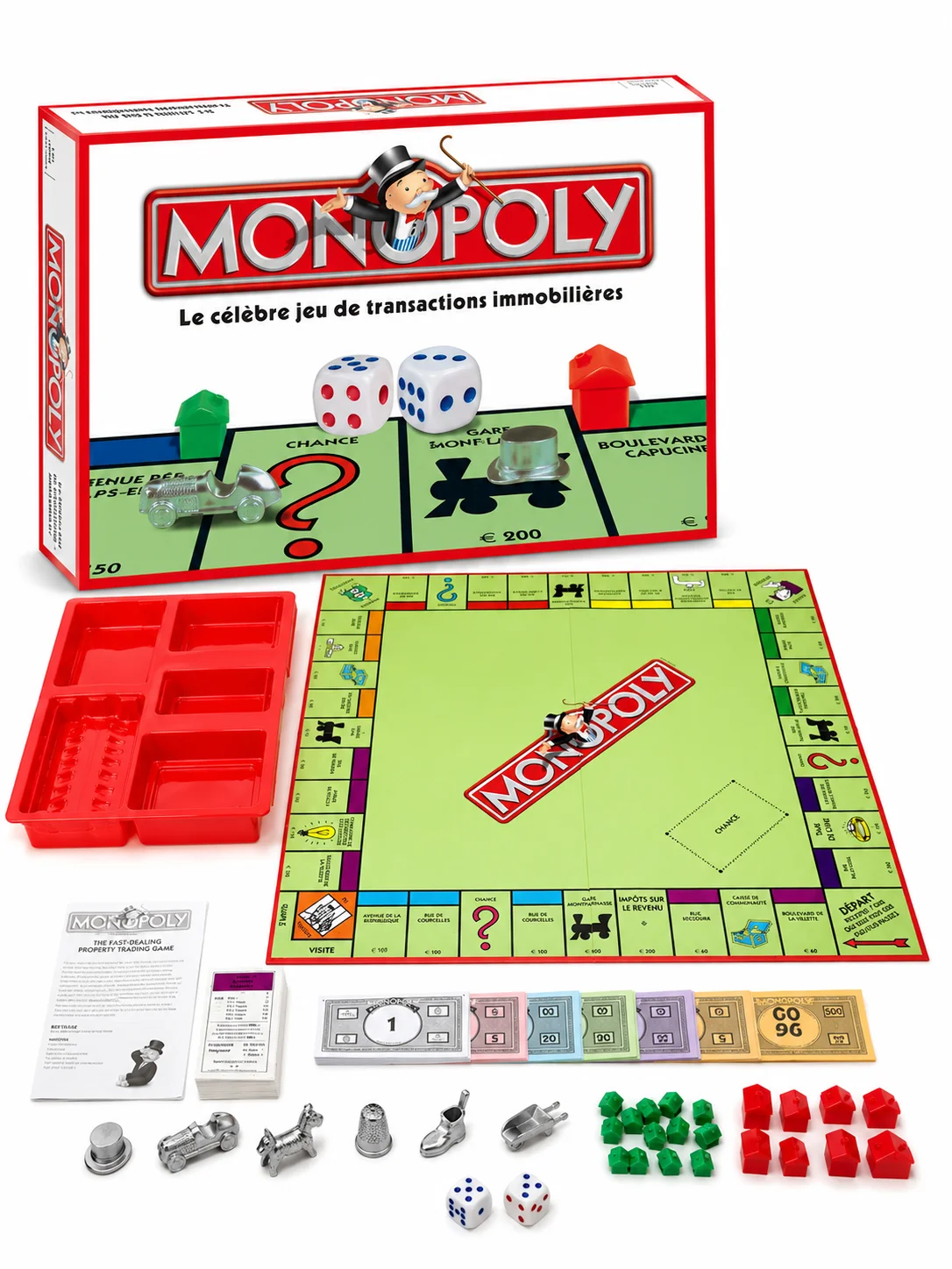 Board Game Monopoly - Französisches Monopoly-Brettspiel, Klassisches Immobilienhandelsspiel, Familien-Strategiespiel für