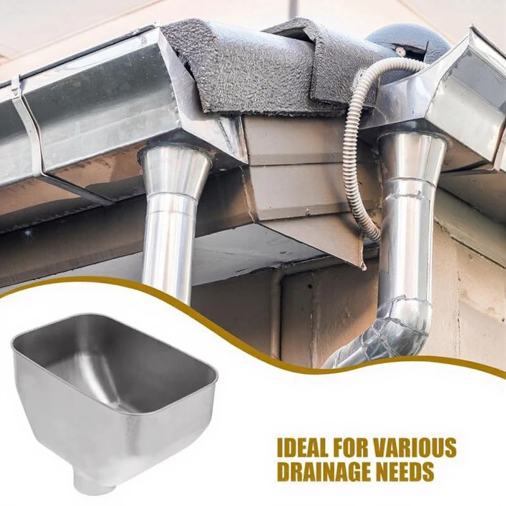 1Pcs Gutter Downspout Drainage Adapter Weatherproof Stainless Steel Rainwater Downspout Connector Pipe Fitting For Home Roof