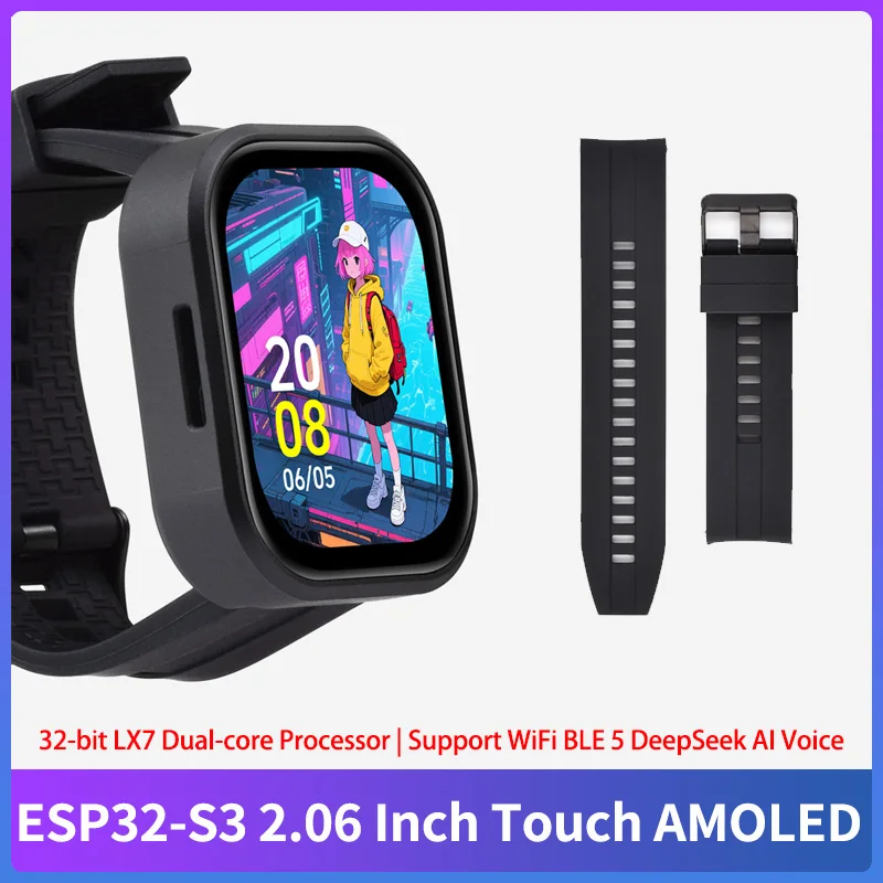 ESP32-S3 2.06 pouces carte de développement 410x502 AMOLED montre tactile affichage QSPI Interface prise en charge WiFi BLE 5 DeepSeek AI Chat vocal