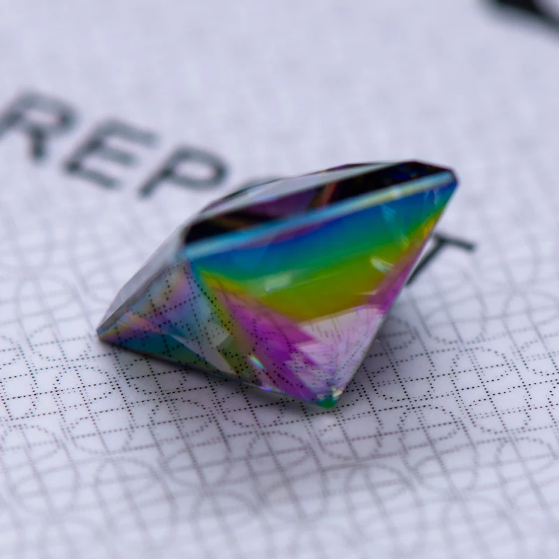 Moissanite Loose Stone Princess Cut Rainbow Green Colour Lab Created Diamond Gemstone Pass Diamond Tester with GRA Certificate