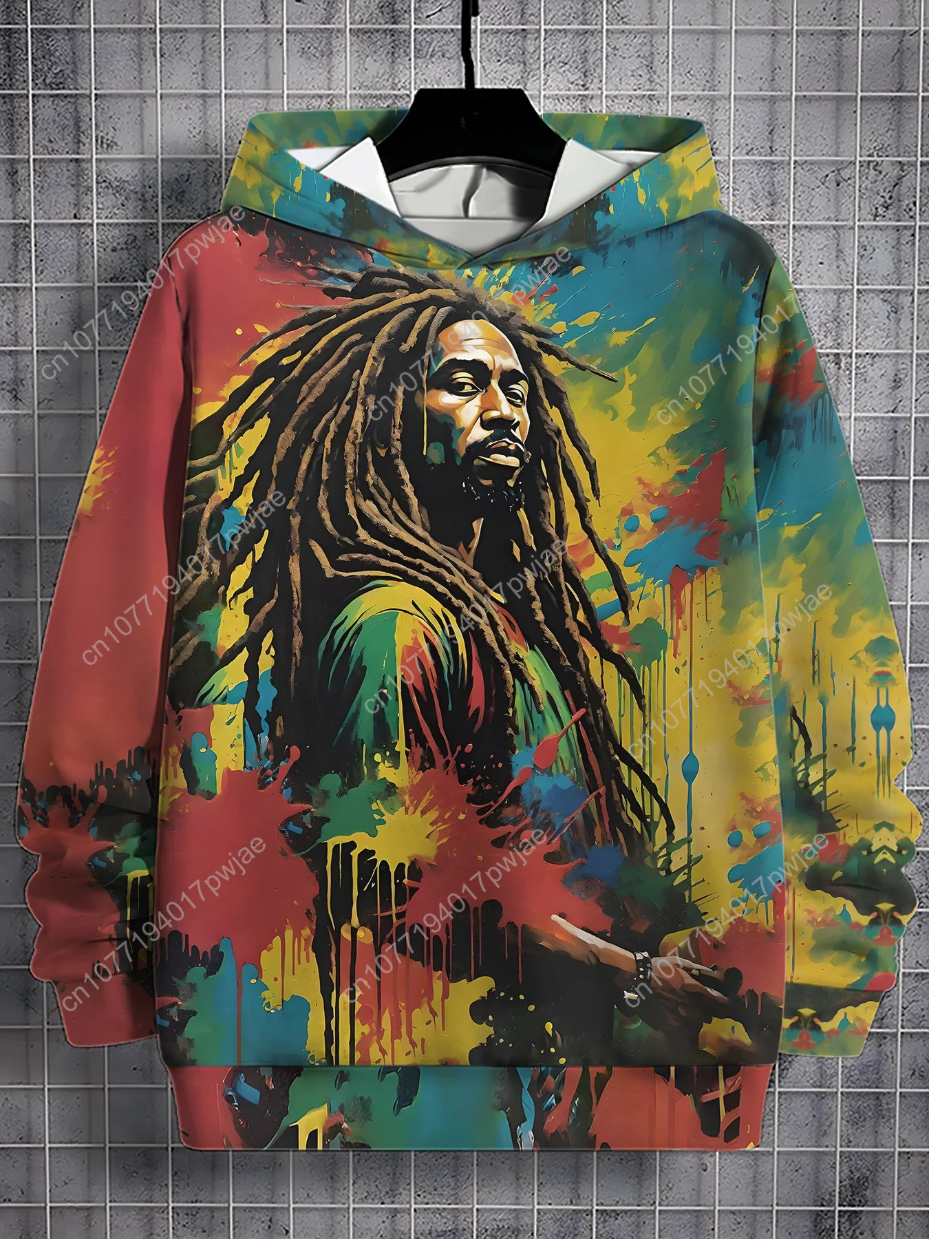 เสื้อสเวตเชิ้ตมีฮู้ดพิมพ์ลายดิจิตอล 3 มิติสำหรับผู้ชาย - เสื้อพูลโอเวอร์ลายกราฟฟิตีสีสันสดใส ทรงหลวม แขนยาว ซักเครื่องได้