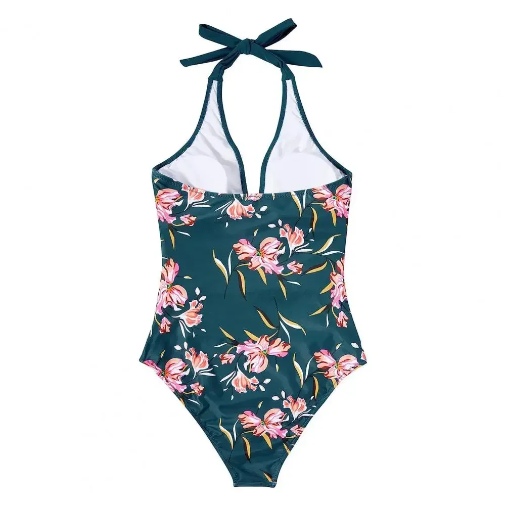 ผู้หญิง Monokini One-piece ชุดว่ายน้ํา Patchwork สี Backless Tummy ควบคุมเอวสูงชุดว่ายน้ํา Lady Beachwear