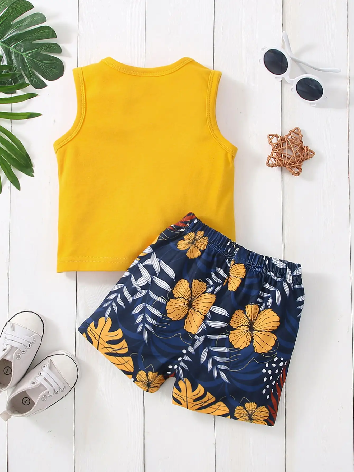 Two-piece Summer Fashion Cute and Comfortable Printed Tank Shorts for Baby Girls Handsome Breathable Casual Suit for Baby Boys