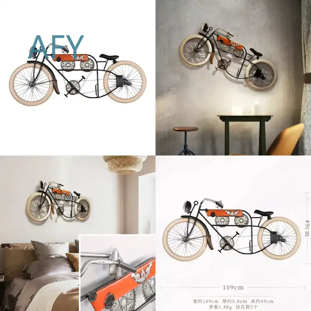 Industrial Wind Wall Decoration for Wrought Iron Wall Hanging Bike Pendant Bar Creative Home Decor for Kids Room Nursery