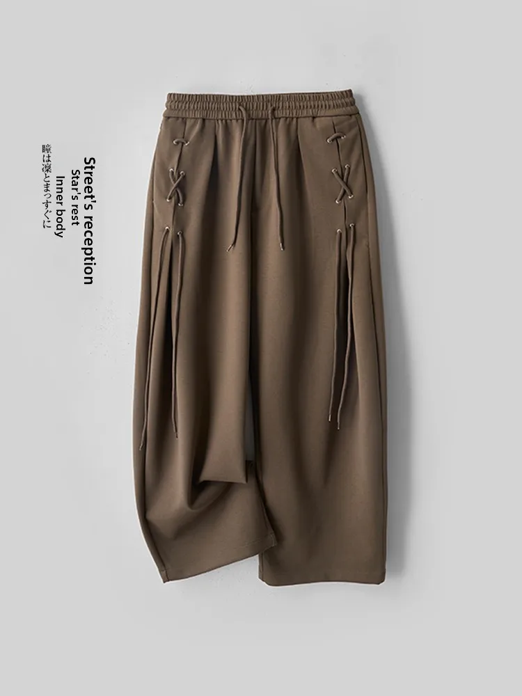 

Мужские широкие брюки европейского бренда Faion, со шнуровкой по бокам, свободные спортивные штаны, прямые брюки свободного кроя