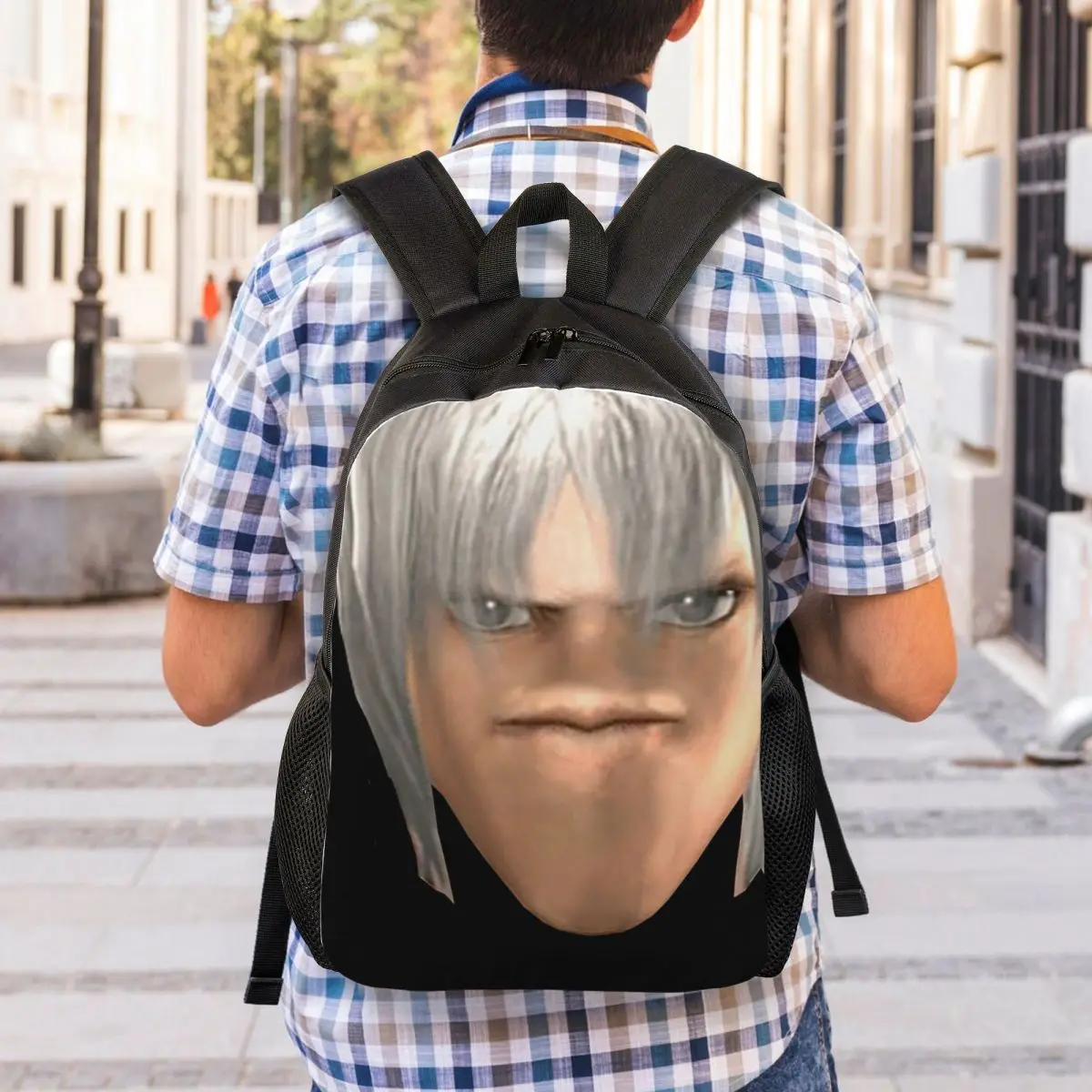 Blursed Dante - Devil May Cry Ugly Funny Face Meme Backpack Student Boys Girls BookBag School Bag Computer Shoulder Bags