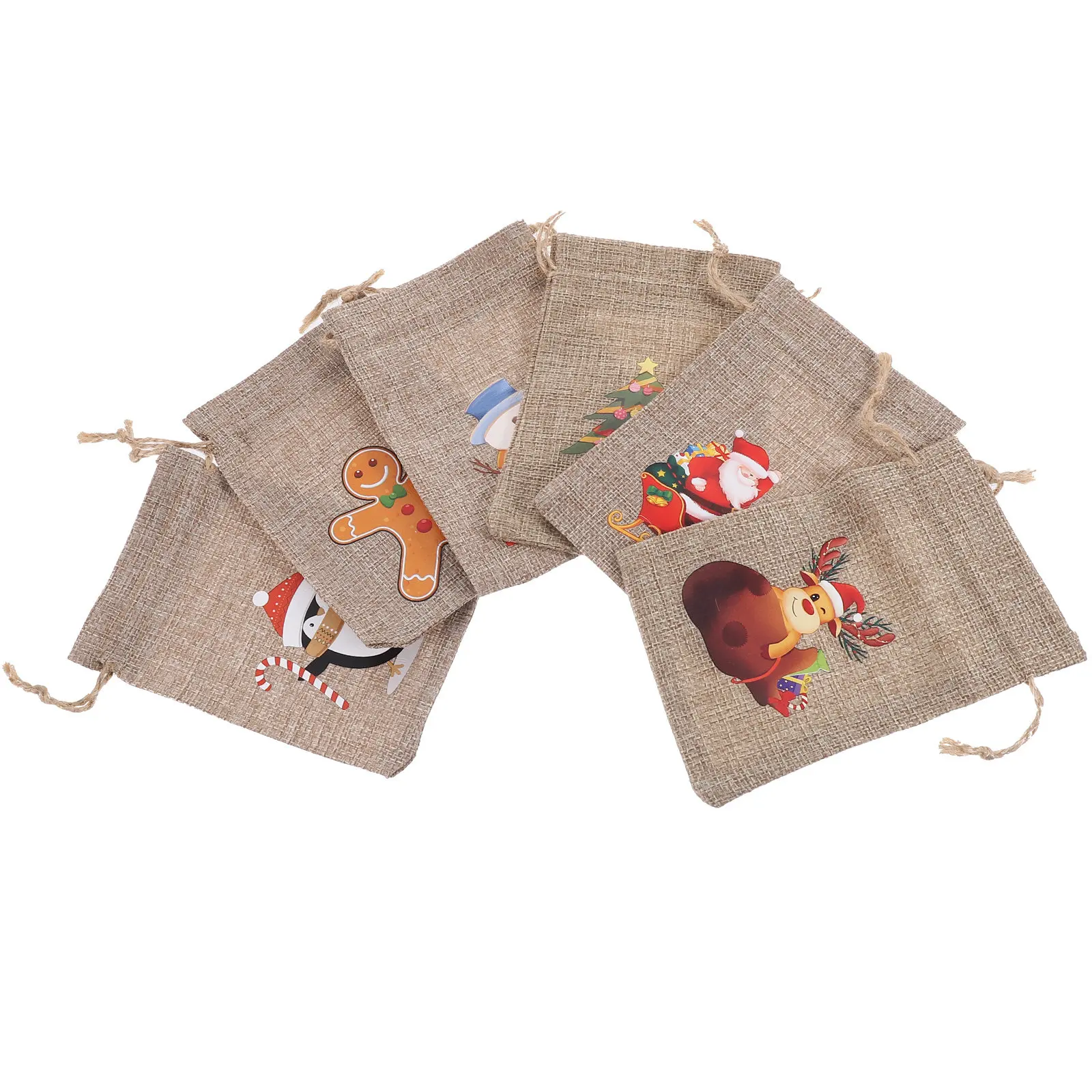 Christmas Gift Bag Set C y Drawstring Bags for Packaging Presents Durable Jute Material Storage Solutions Holiday Favors