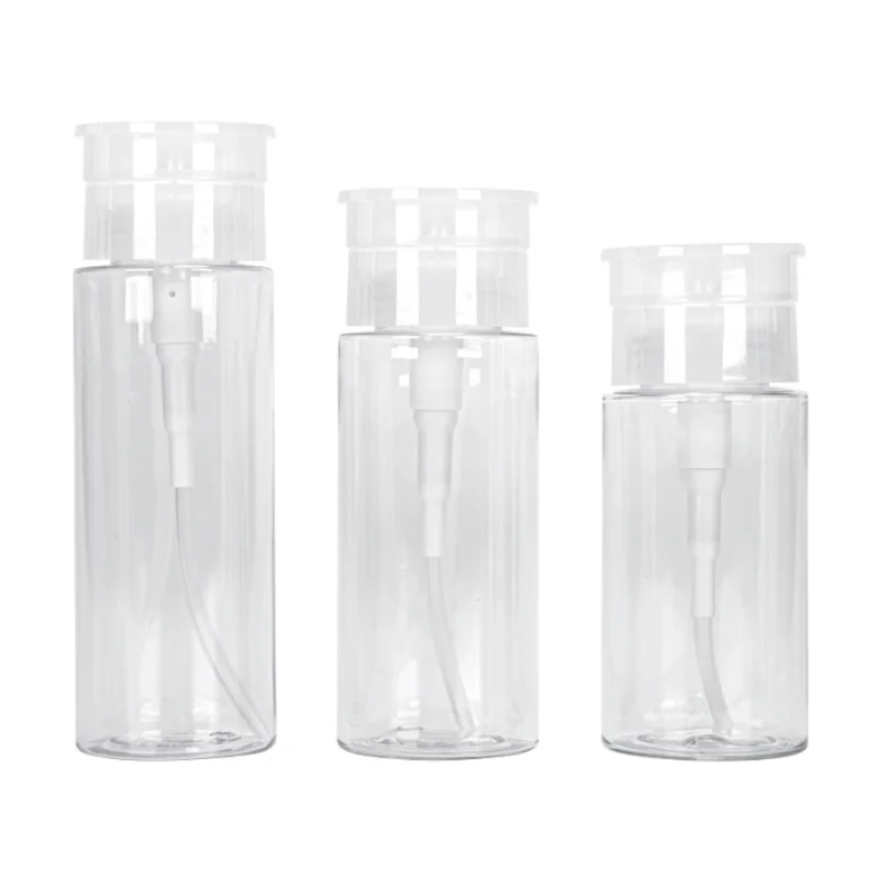 Free Shipping 100ml 120ml Transparent Press Pump Bottle For Nail Polish Remover Plastic Cosmetic Containers