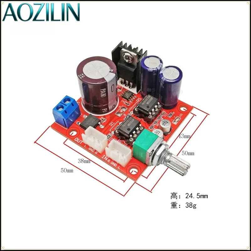 AOZILIN Dual NE5532 Single Power Preamplifier Board Volume Adjustment Op-Amp Module with Shielded Cable
