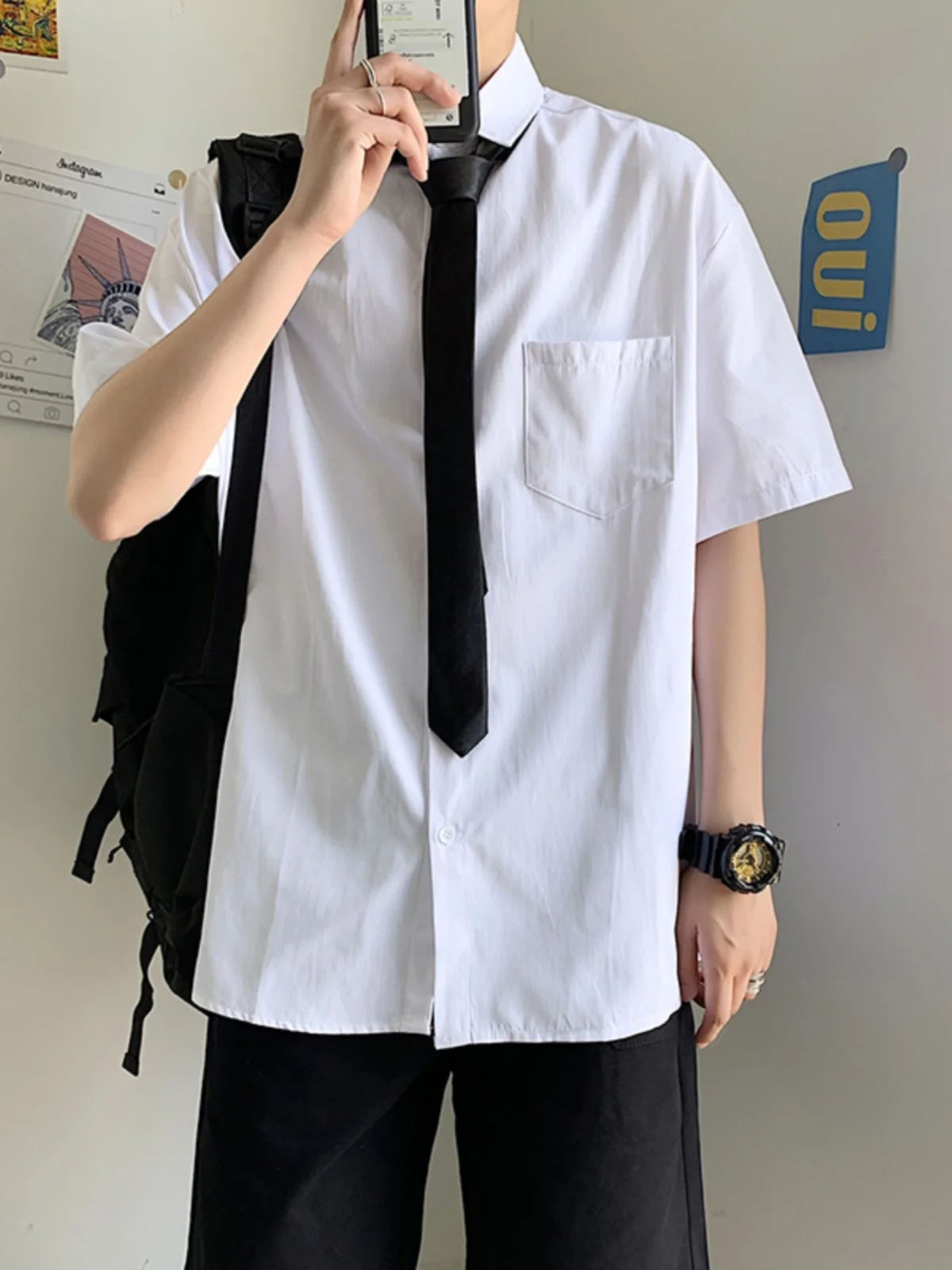 

Summer ort Sve irt Men's Sli Student Faion Korean College Sle Versatile Haome BF Japanese Hong Kong Sle W...