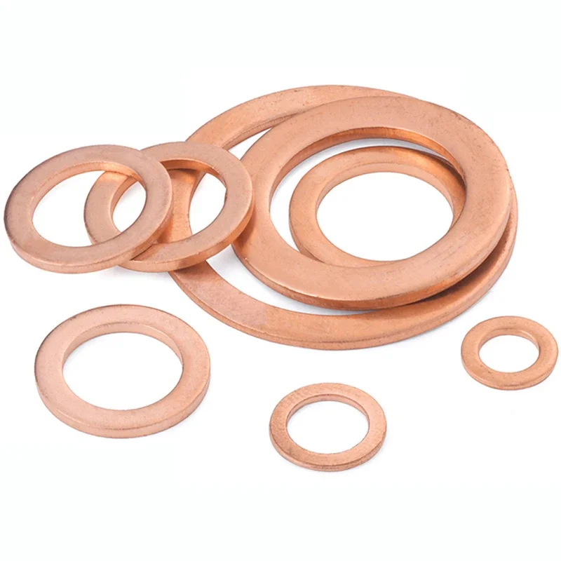 Copper Washer M12~m60 Solid Gasket Sump Plug Oil Seal Shim Flat Ring Seal Plain Washers Copper Crush Sealing Washer Din7603