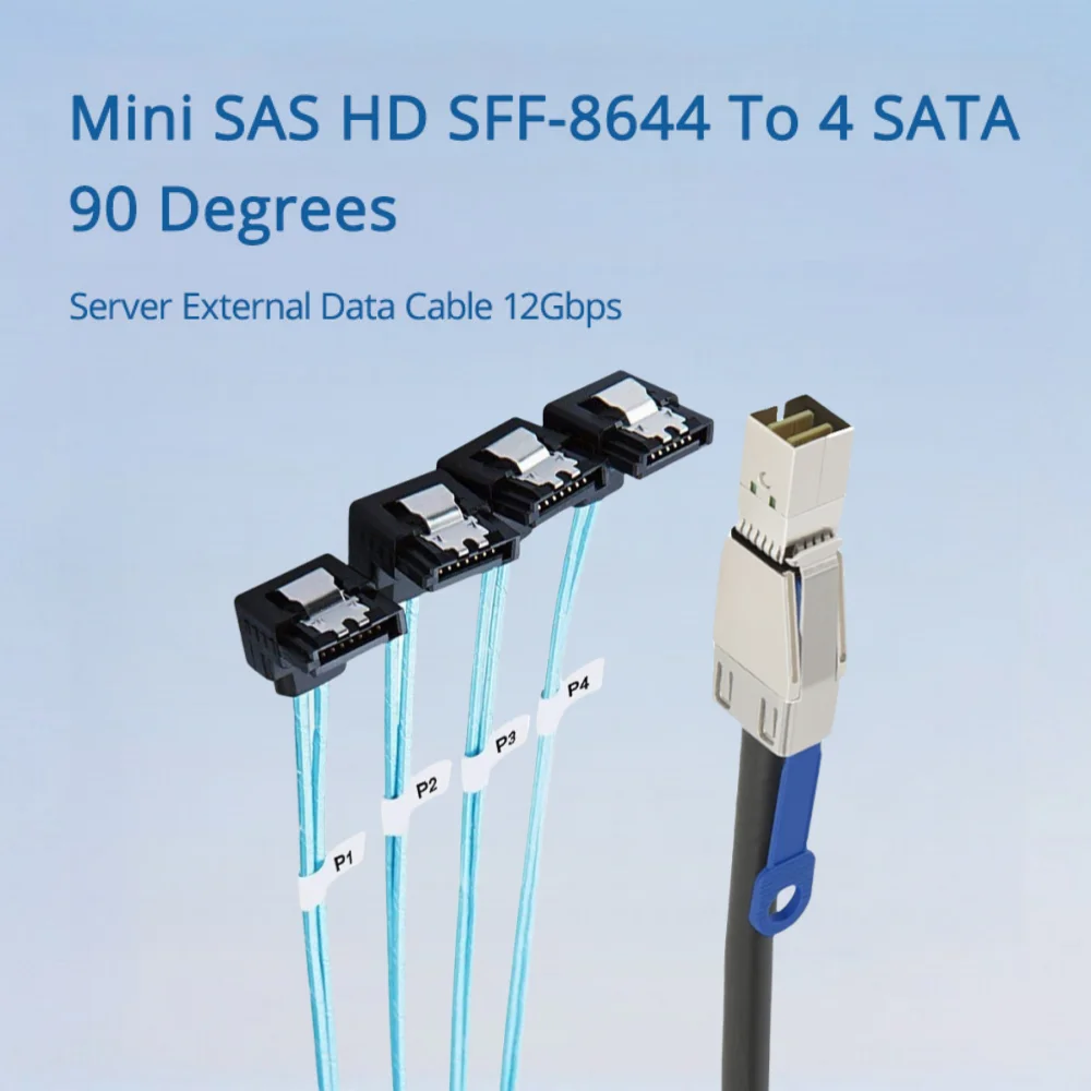 

Mini SAS HD SFF-8644 — 4 SATA, 90 градусов, внешний серверный кабель для передачи данных, длина 12 Гбит/с, опционально 0,5 м, 1 м, 2 м, 3 м