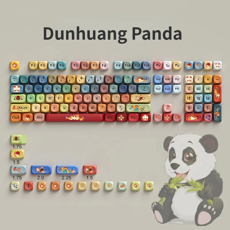 dunhuang panda keycap perfil oqo caps de teclas pbt para teclado mecanico mx 61 68 87 108 layout 01