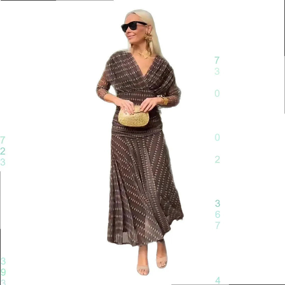 Bohemian V Neck Maxi Dress Long Sleeve Mesh Flowy Boho Dresses Spring Summer view 5