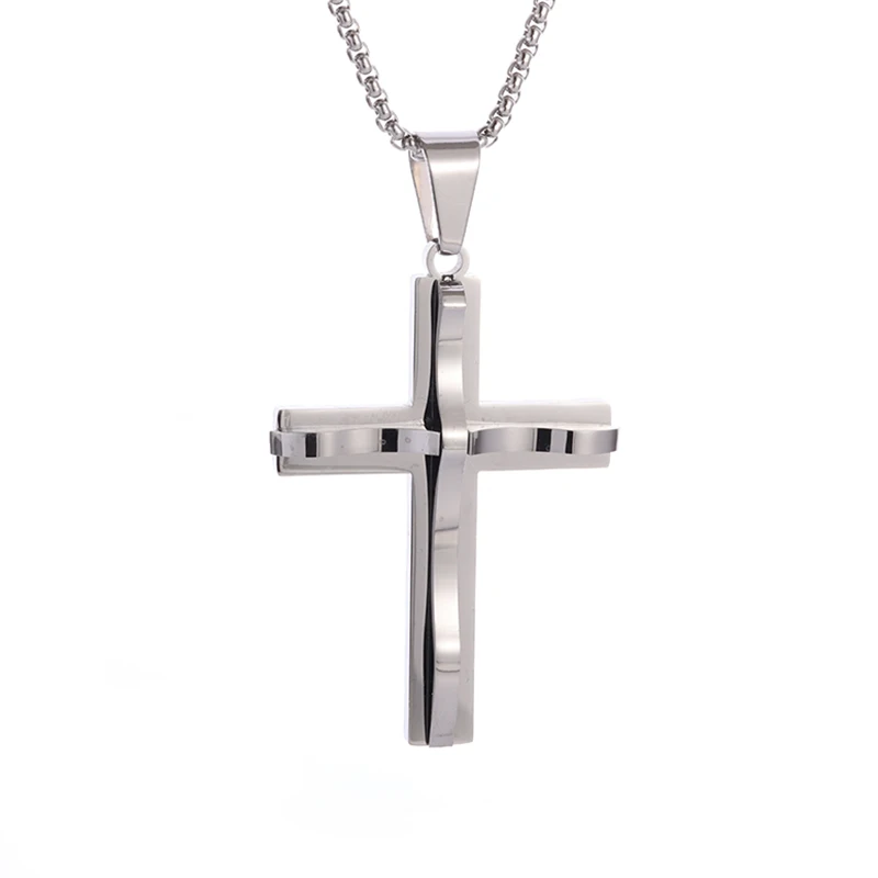 Simple Fashion Stainless Steel Cross Pendant Necklace Christian Meaningful Religious Faith Gifts