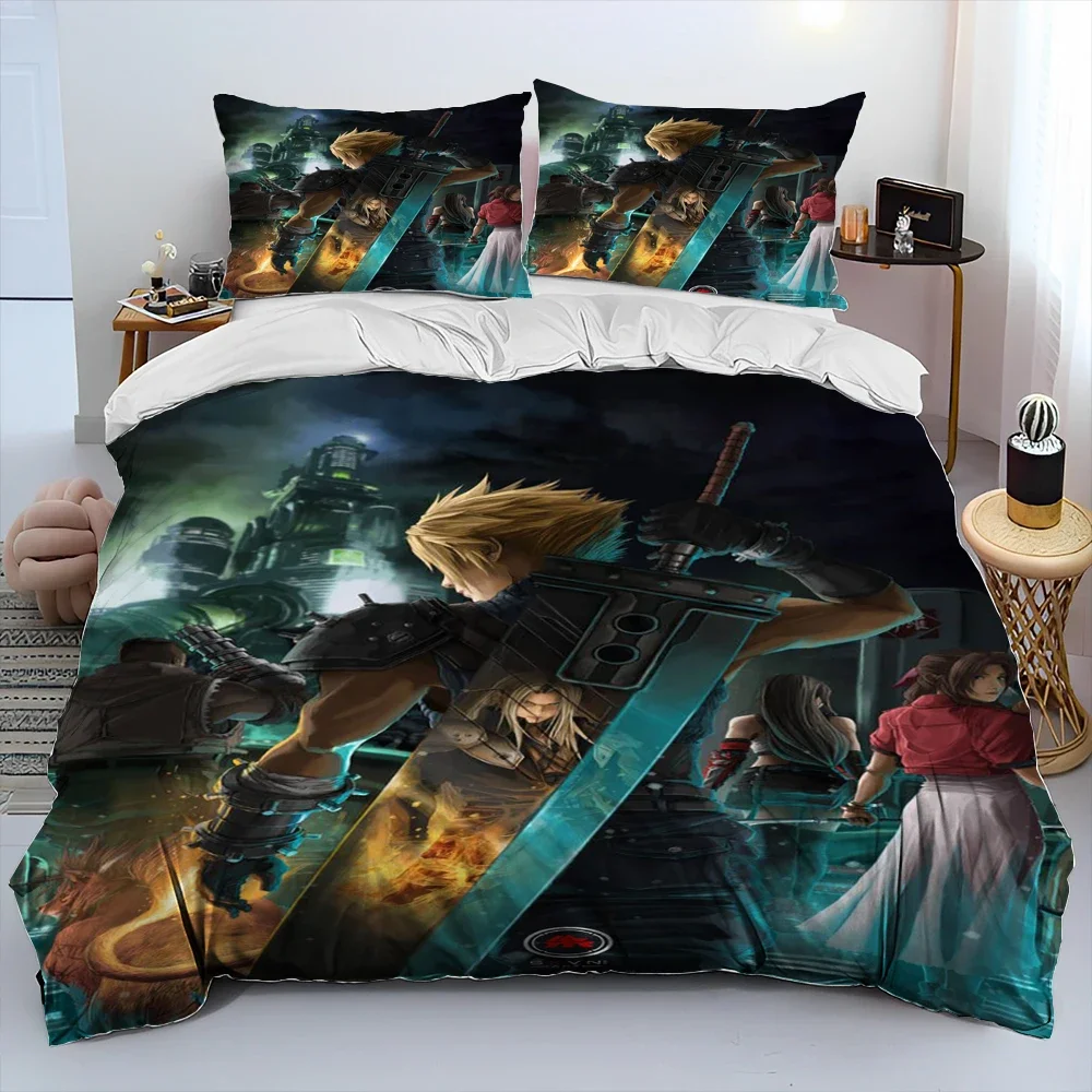 Final Fantasy Series Games Cartoon Comforter Bedding Set,Duvet Cover Bed Set Quilt Cover Pillowcase,king Queen Size Bedding Set