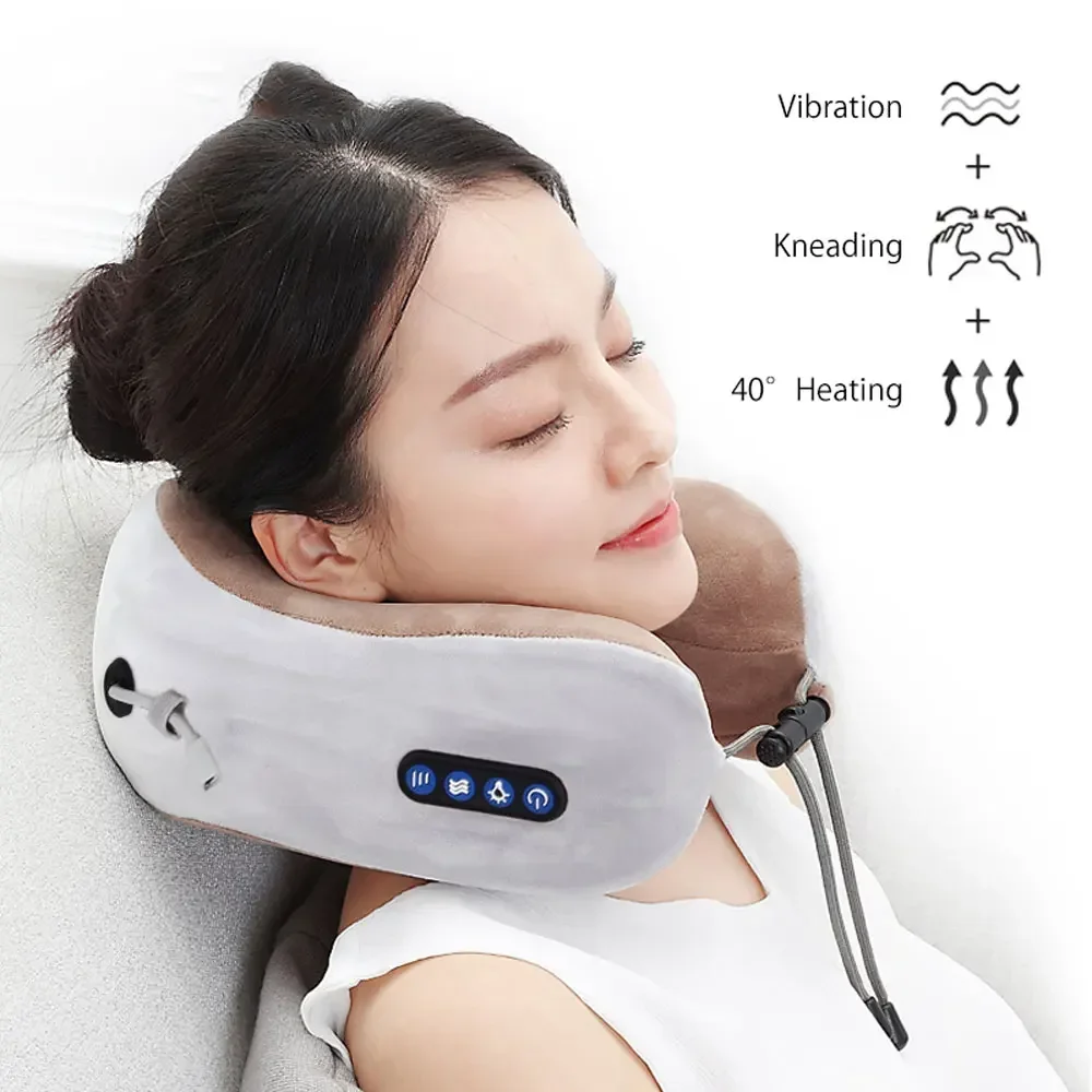 U-Shaped Electric Neck Massage Pillow Combined With Thermal Vibration Three-Dimensional Kneading And Finger Pressure Massage