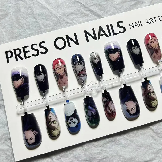 Cool Anime Fushiguo Megumi Decals Press on Nails Ultra-thin and Comfortable Fashion Satoru Gojo Patterned Empowering Nail Decade