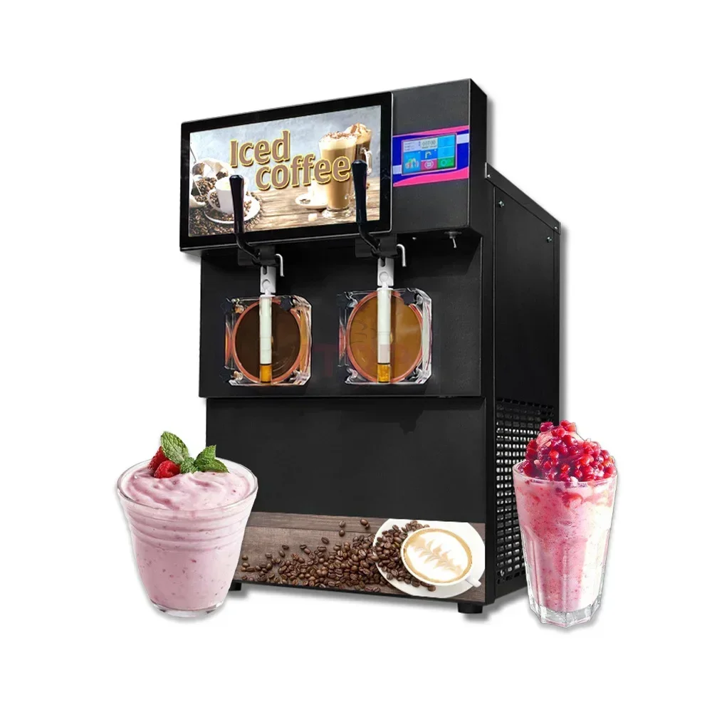 Electric 110V/60Hz Cocktails Margarita Granita Smoothies Cappucinos Slush Smoothie Machine With Led Light Box 2 Tank