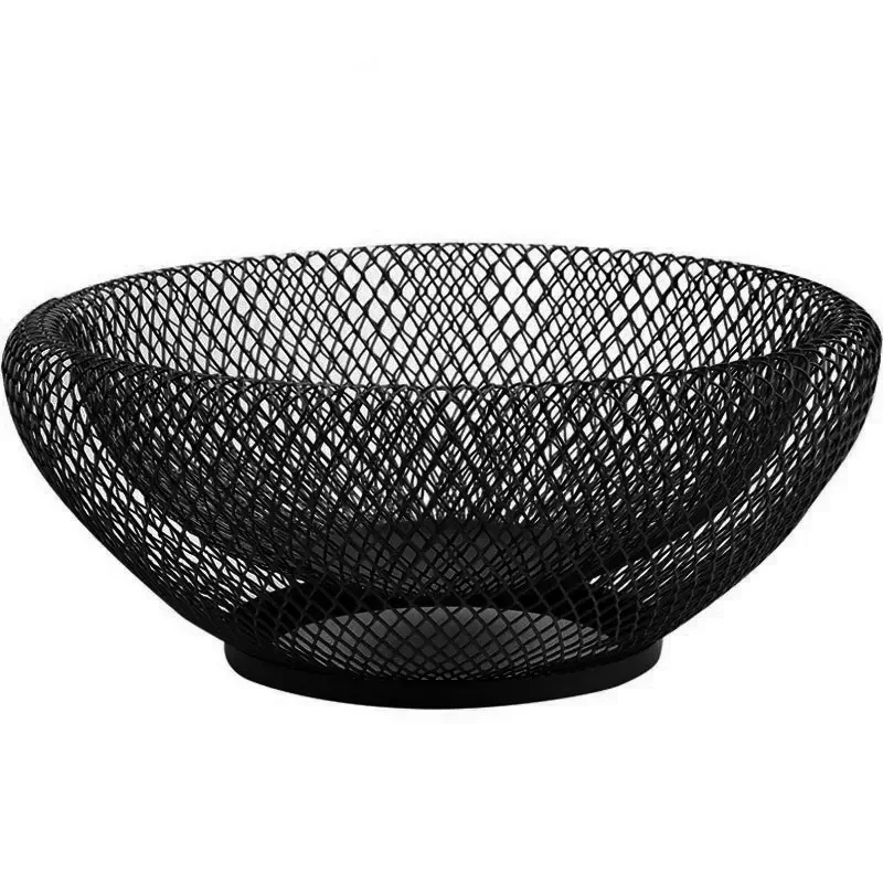 10\'\' Metal Double Layers Fruit Basket Minimalist Mesh Iron Art Sitting Room Refreshment Organizer Tray Side Table Houseware