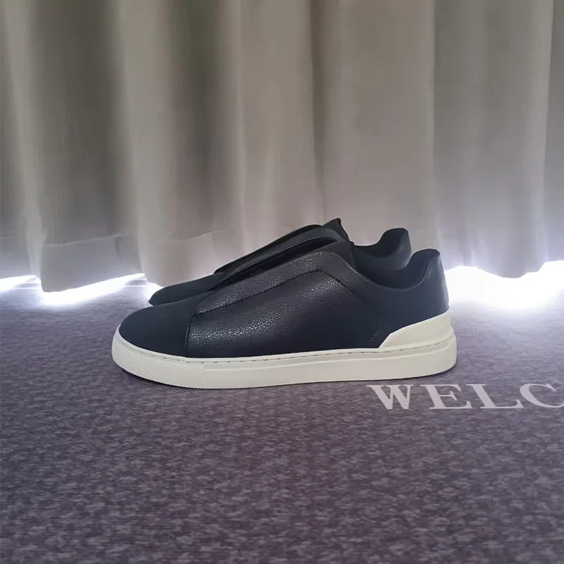 Zapatos de hombre de lujo de cuero Artificial, mocasines informales de diseñador a la moda para senderismo al aire libre, mocasines, zapatillas de deporte para hombre, tendencias 2025