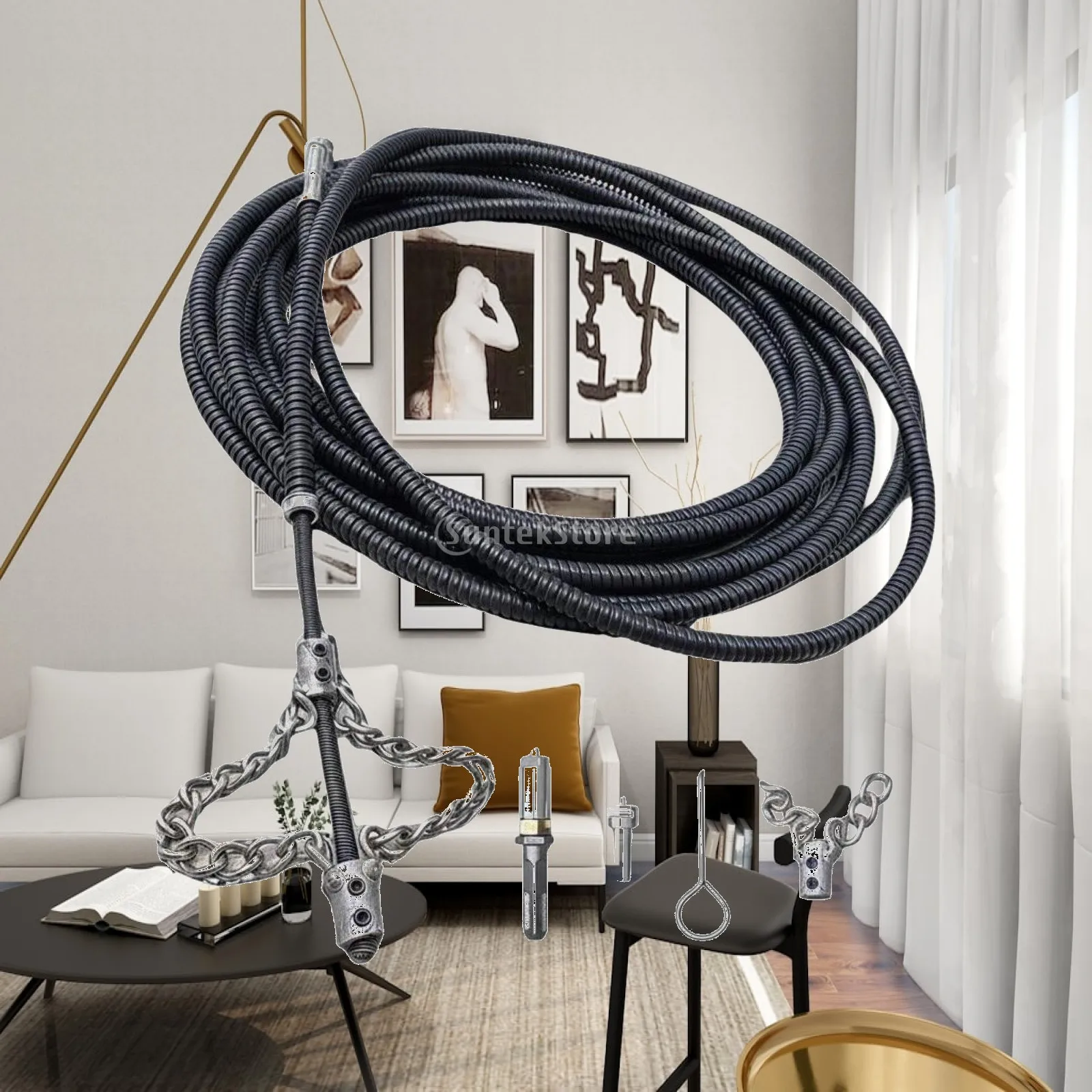 Industrial Drain Cleaning Spring Manganese Steel Chain Knocker Pipe Cleaner Plumbing Tool for Residential Blockage