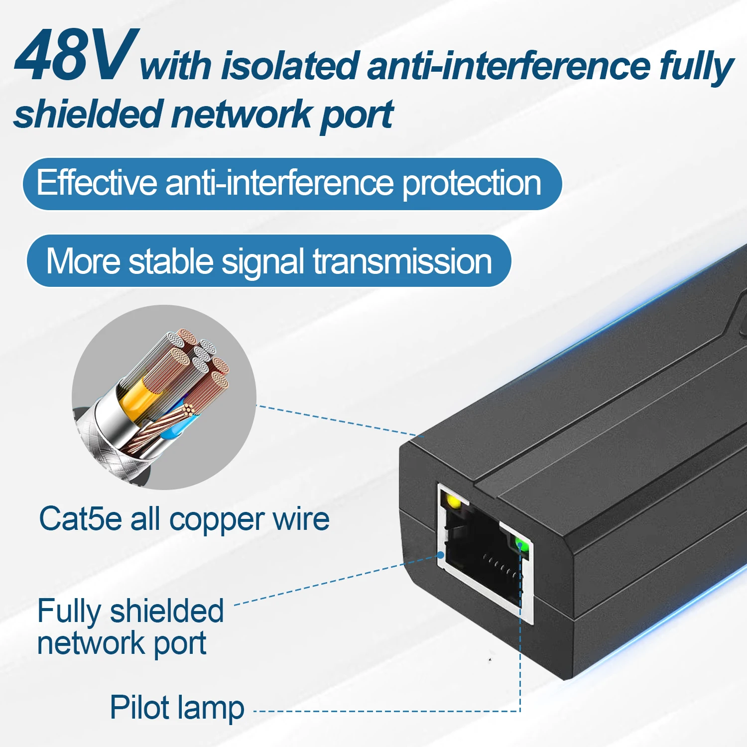 Imagem -03 - Adaptador Divisor Poe 48v a 5v Separador Adaptativo Ativo Ativo Injetor de Isolamento Micro Usb Tpye-c Usb Fêmea para Câmera de 100m