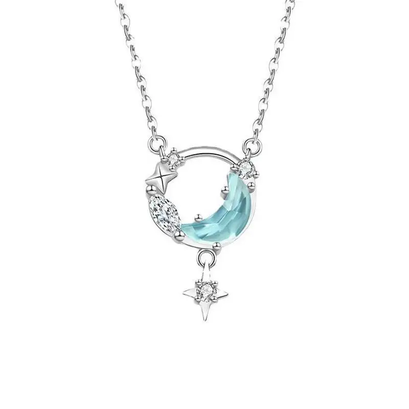 Original 925 Sterling Silver Color Dream Chasing Moon Necklace Women Luxury High Quality Silver Color Necklace New Fashion