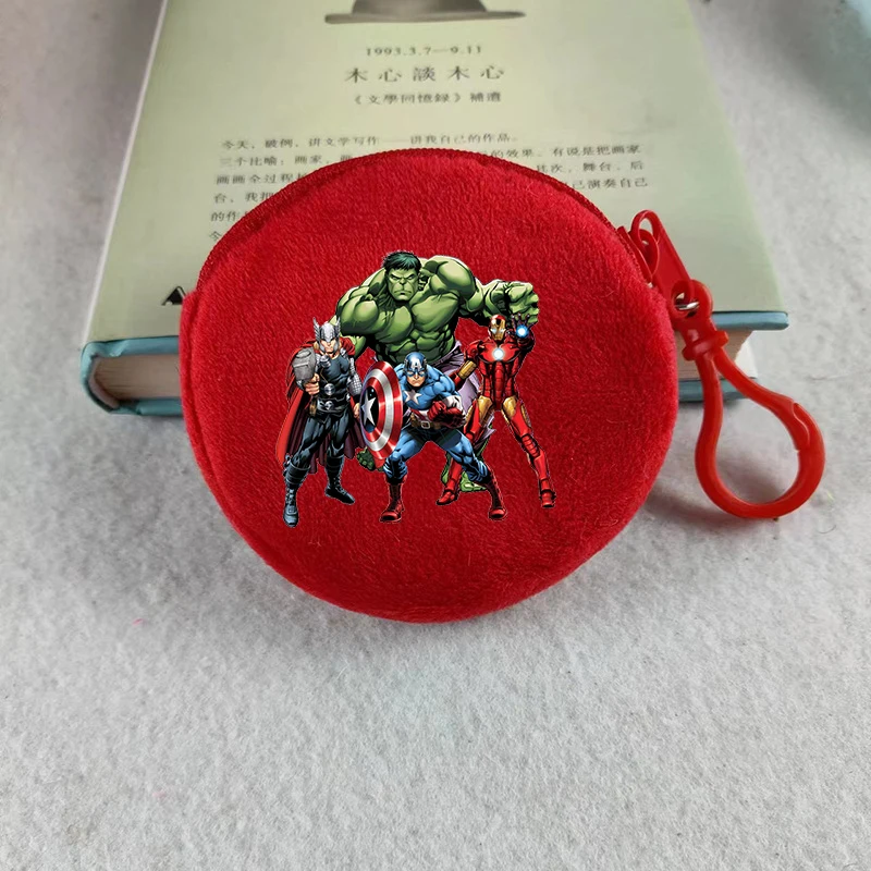 Плюшевый кошелек для монет Marvels Avengers для мальчиков и девочек, кавайный мини-кошелек в стиле аниме, забавная сумка для наушников с героями мультфильмов, милый модный рюкзак с подвеской, подарок