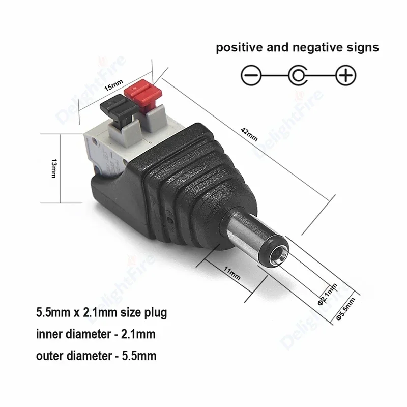 1/100pcs Female Male DC Connector 2.1*5.5mm Jack Power Adapter Barrel Wire Connectors For LED Strip Light CCTV Camera