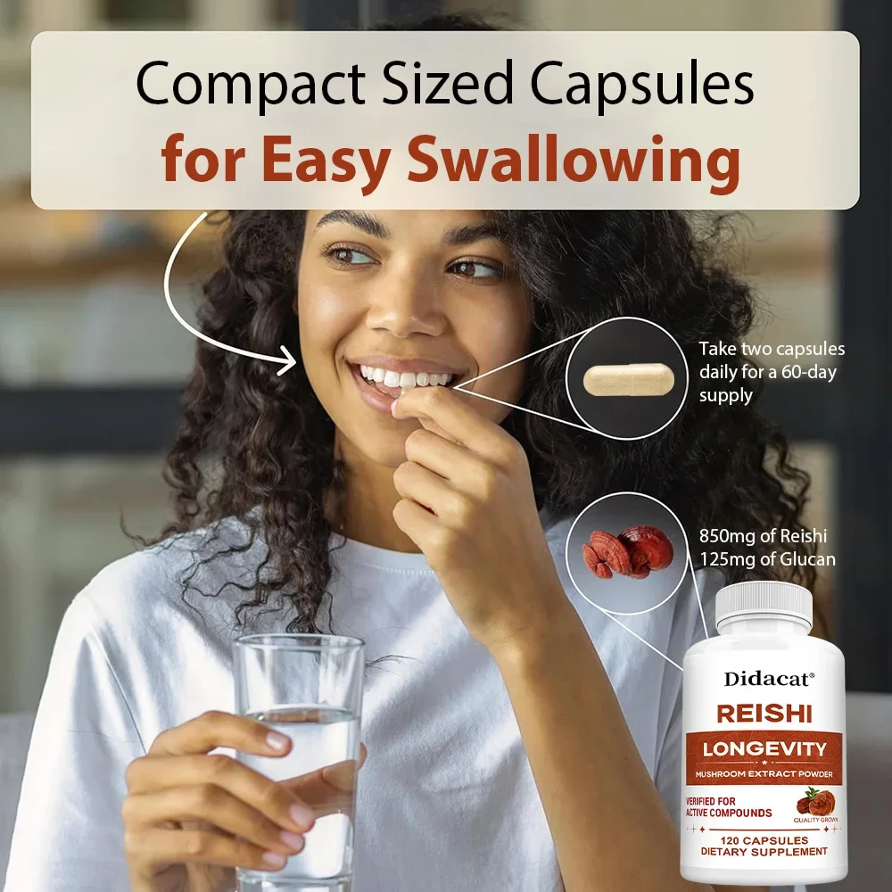 كبسولات مستخلص ريشي - تعزز الطاقة والقدرة على التحمل، وتعزز الذاكرة والتركيز، وتحسين النوم وتخفيف التوتر #6