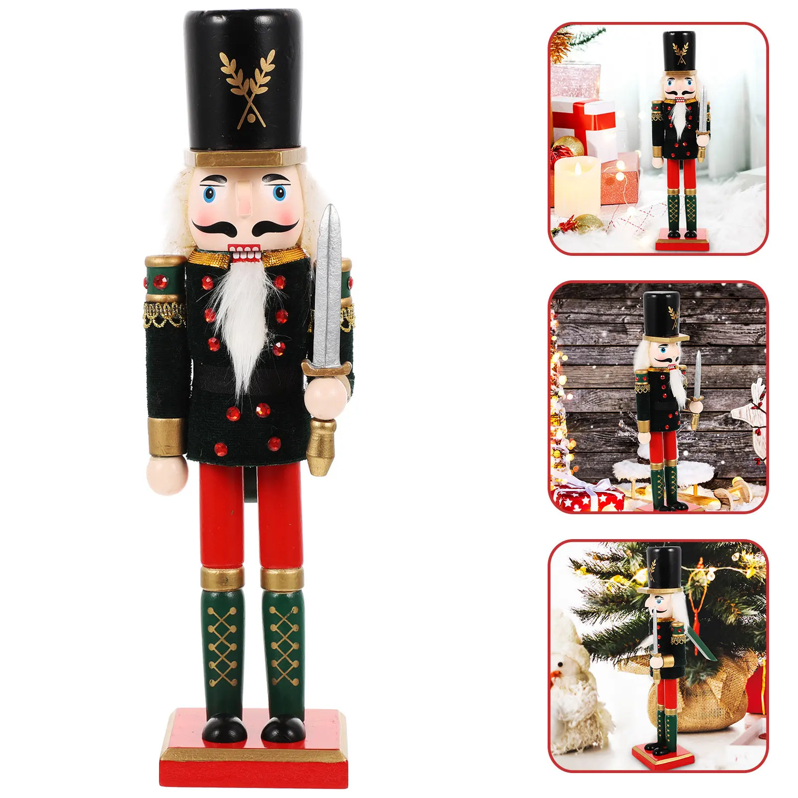 

Sturdy Wood Nutcracker Ornament Christmas Desktop Decor Xmas Table Ornament Kitchen Shelf Decor Wooden Nutcracker Soldier