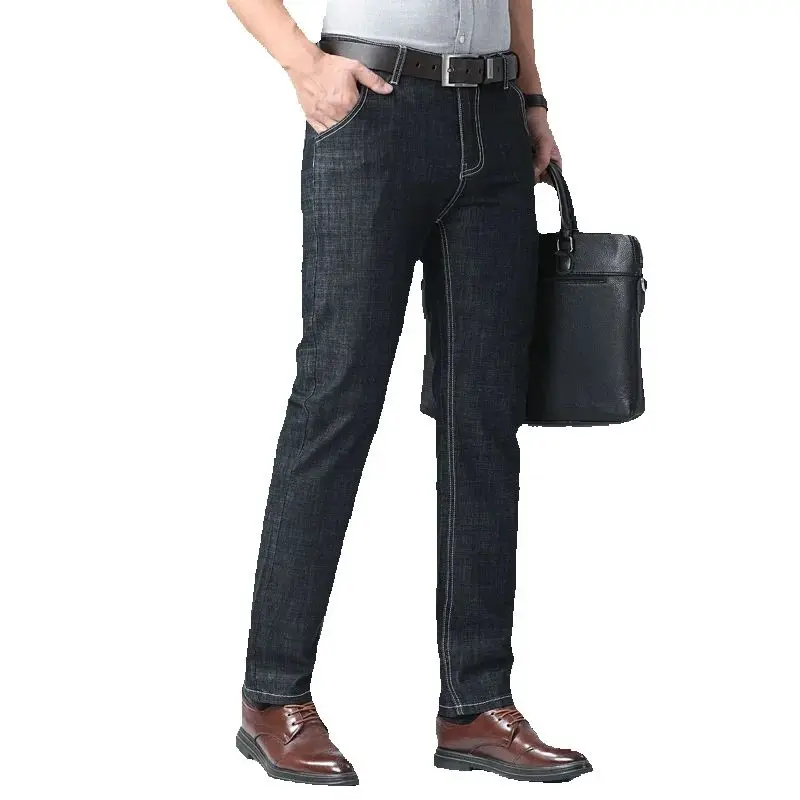 2026 Nieuwe Lente Zomer IJs Zijde Dunne Heren Lichtblauwe Rechte Slim Jeans Stijlvolle Casual Stretch Denim Broek Klassieke Broek 40 - afbeelding 2