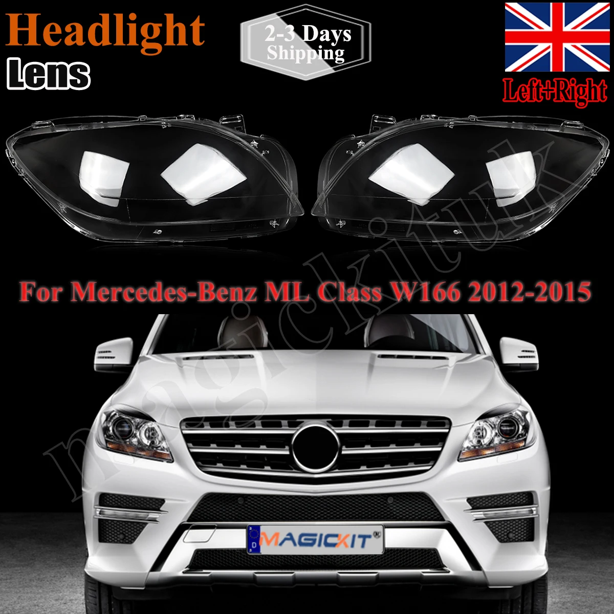 Magickit Headlight Cover Transparent Shell For Mercedes Benz ML W166 GL350 GL400 ML350 ML400 AMG 2011 2012-2015 Car Accessories