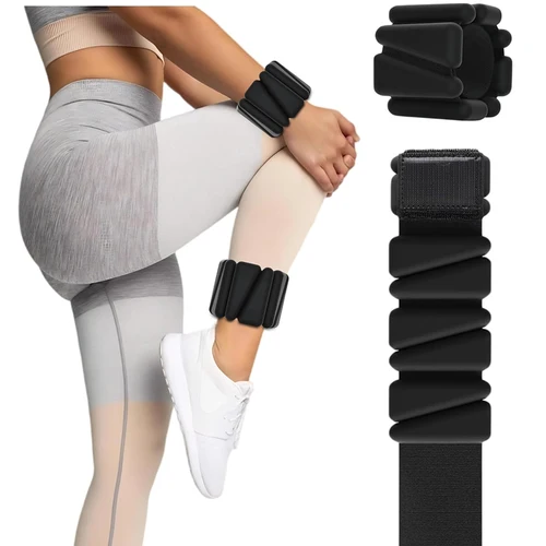 Imagen 2 del producto 1 par de pesas ajustables para tobillo y muñeca de 2-4 libras, pulseras de entrenamiento de fuerza de silicona para Yoga, correr, nadar, mujeres y hombres
