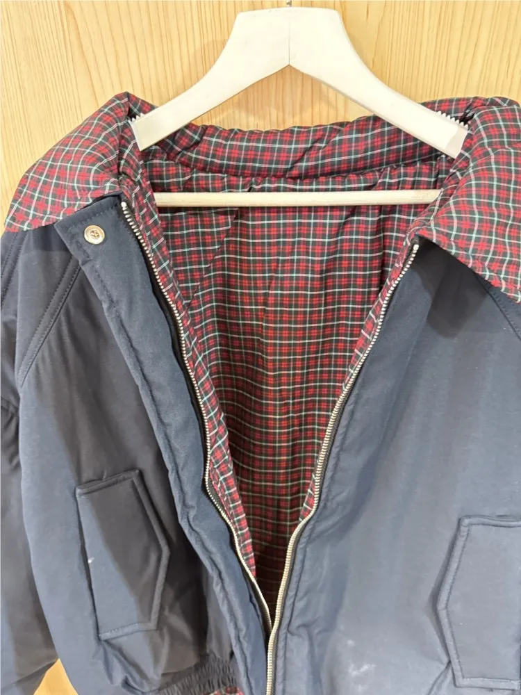 Veste chaude en coton pour femme, Vintage, fermeture éclair, ample, interne, rouge, Plaid, col montant épais, Chic, Simple, Y2K, automne