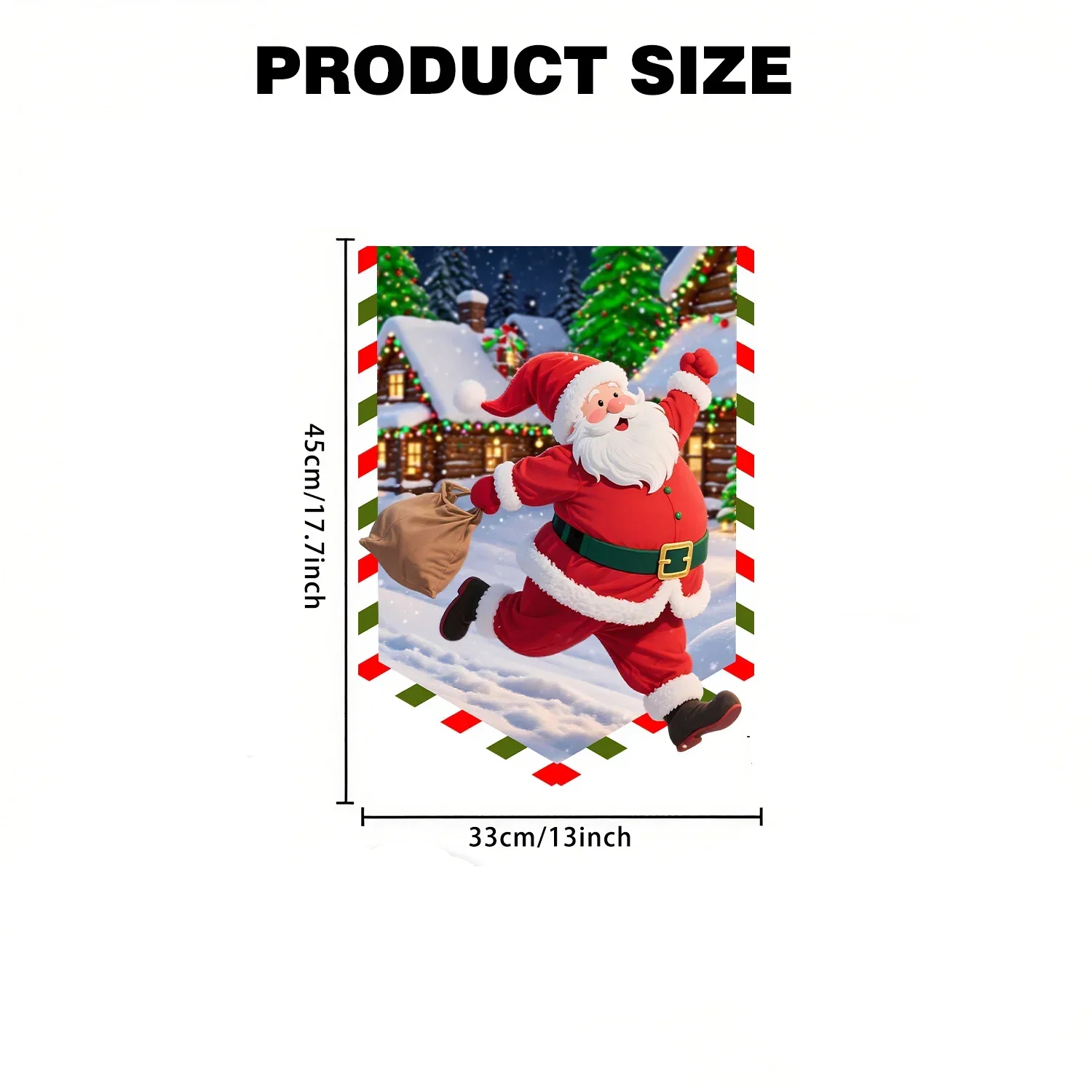 Solar powered LED luminous hanging flag, Santa Claus Christmas decoration hanging ornament, irregular garden flag pendant - view 3