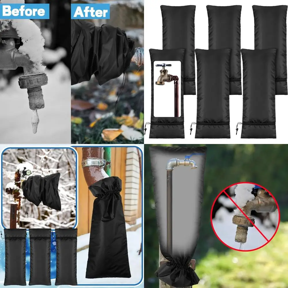 

6-Pack Insulated RV Park Outdoor Faucet Cover, Winter Water Hydrant Protector, 35 x 15