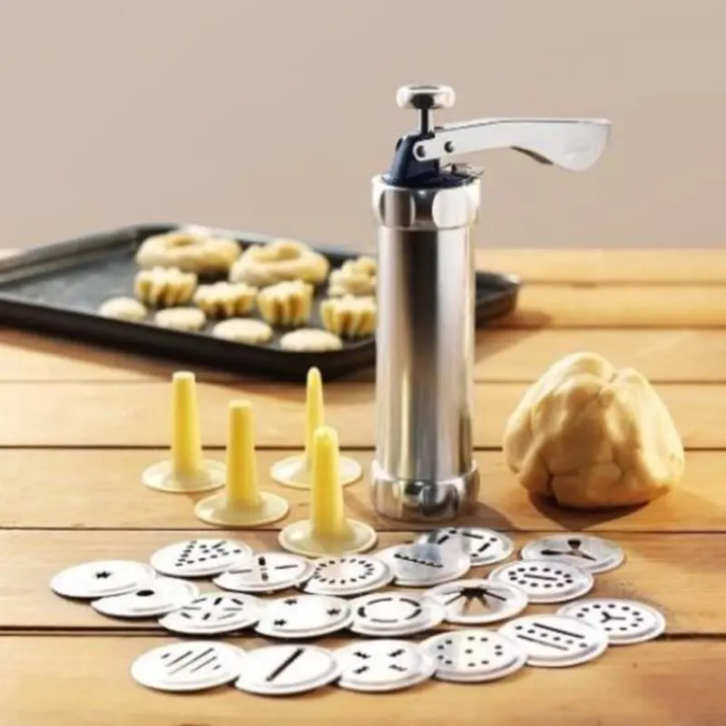 Stainless Steel Cake Cream Decorating Gun Sets Cookie Making Machine Nozzles Mold Pastry Syringe Extruder Kitchen Baking Tools