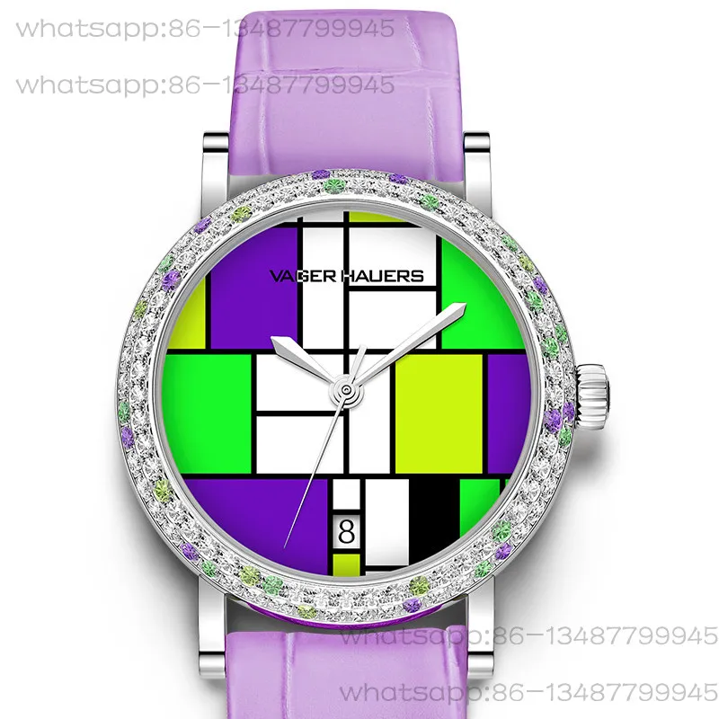 Genuine Original Watch Red Mechanical Watch Simple Beautiful Diamond Waterproof Women's Watch