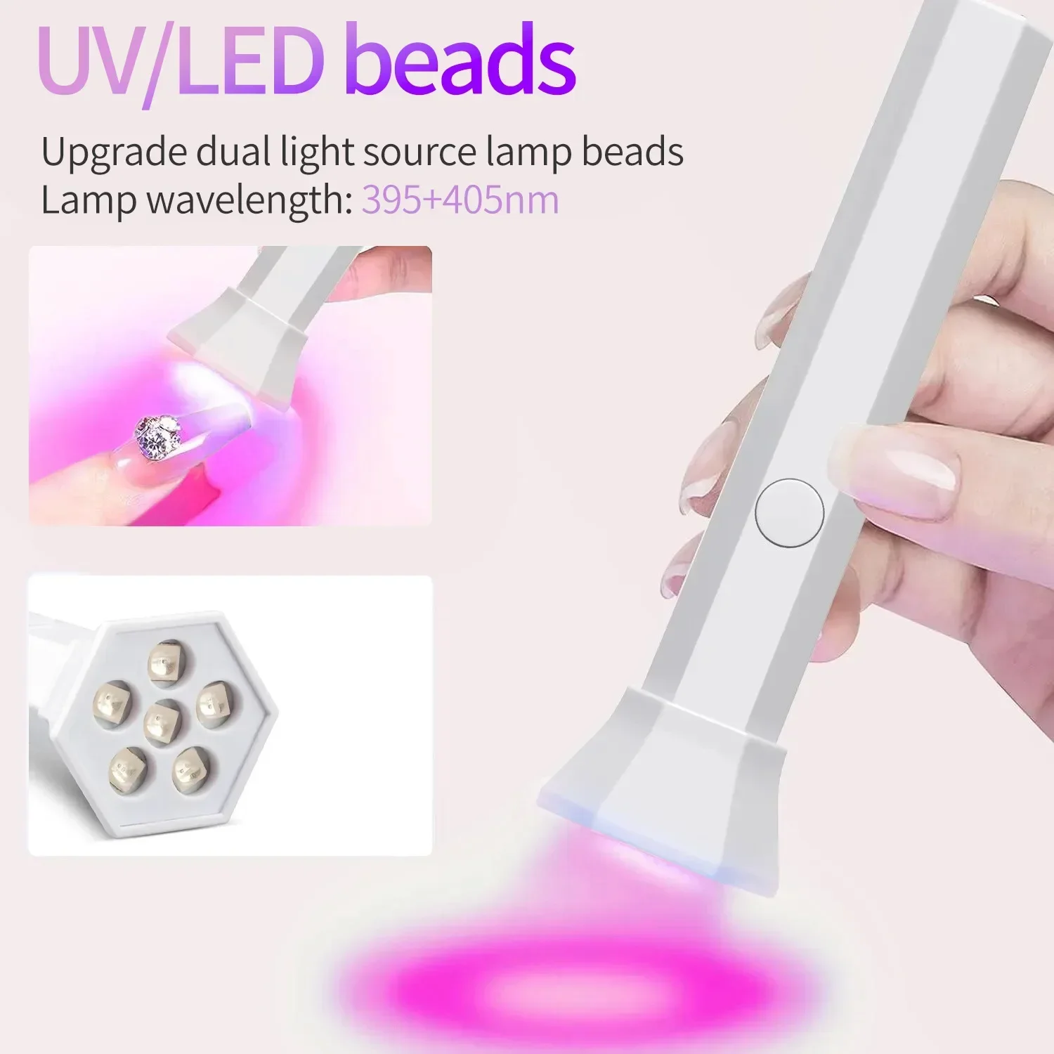 6LEDs Nail Light Portable Nail Dryer Lamp UV For Curing All Gel Polish USB Rechargeable Quick Dry Timing Machine Nail Art Tools