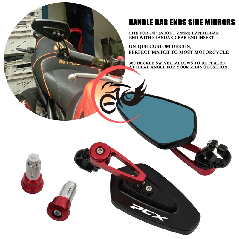 

7/8"22MM Motorcycle Mirror CNC Aluninum Handlebar End Rearview Side Mirrors for PCX125 PCX150 PCX160 pcx 125 150 160