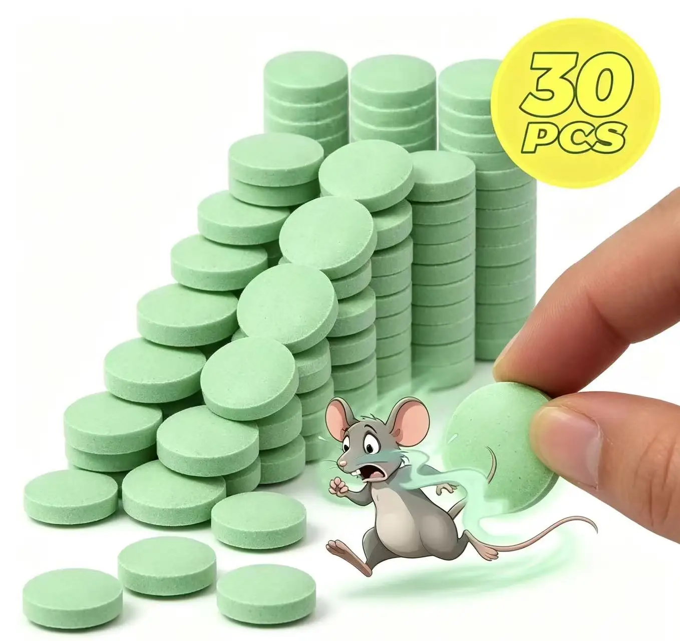 30pcs Peppermint Oil Rodent Repellent Balls - Eco-Friendly Mice/Rat Deterrent for Car Engine, Garage & Home Pest Control Pack