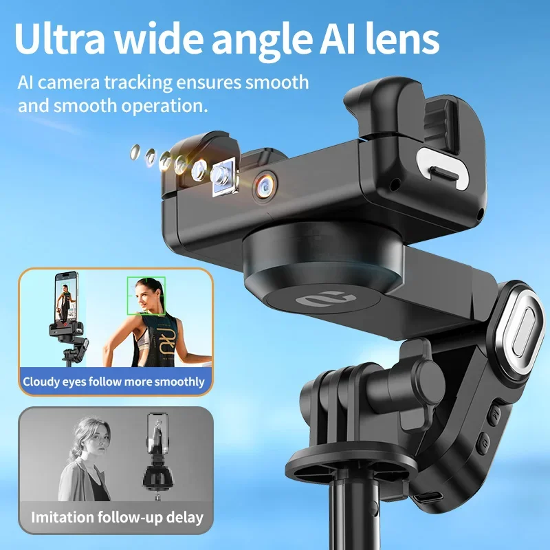AOCHUAN Smart M2 PRO أسود الهاتف الذكي مثبت Gimbal لتتبع الوجه مثبت Gimbal لهواتف Iphone وAndroid المحمولة Gimbal