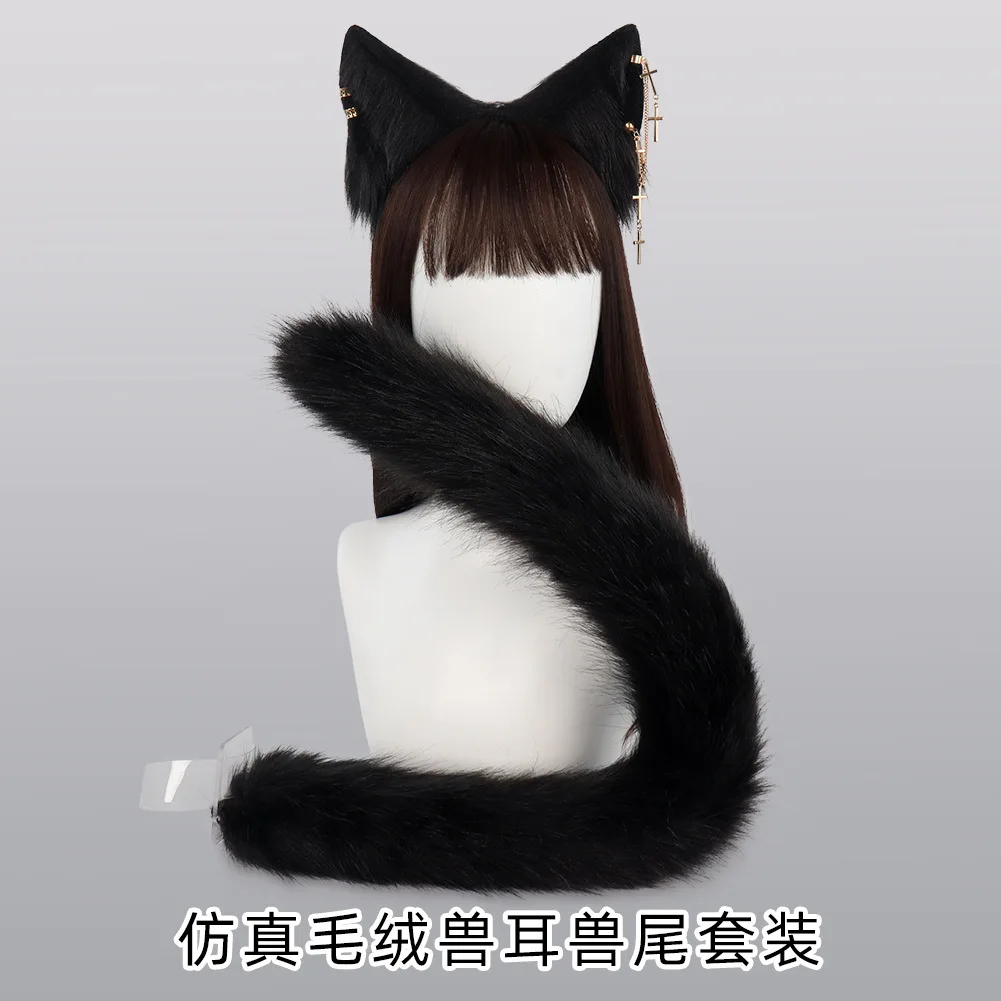 

Plush Cat Headband Cat Ears Cat Tail Set Cute Headband Lolita Hair Accessories