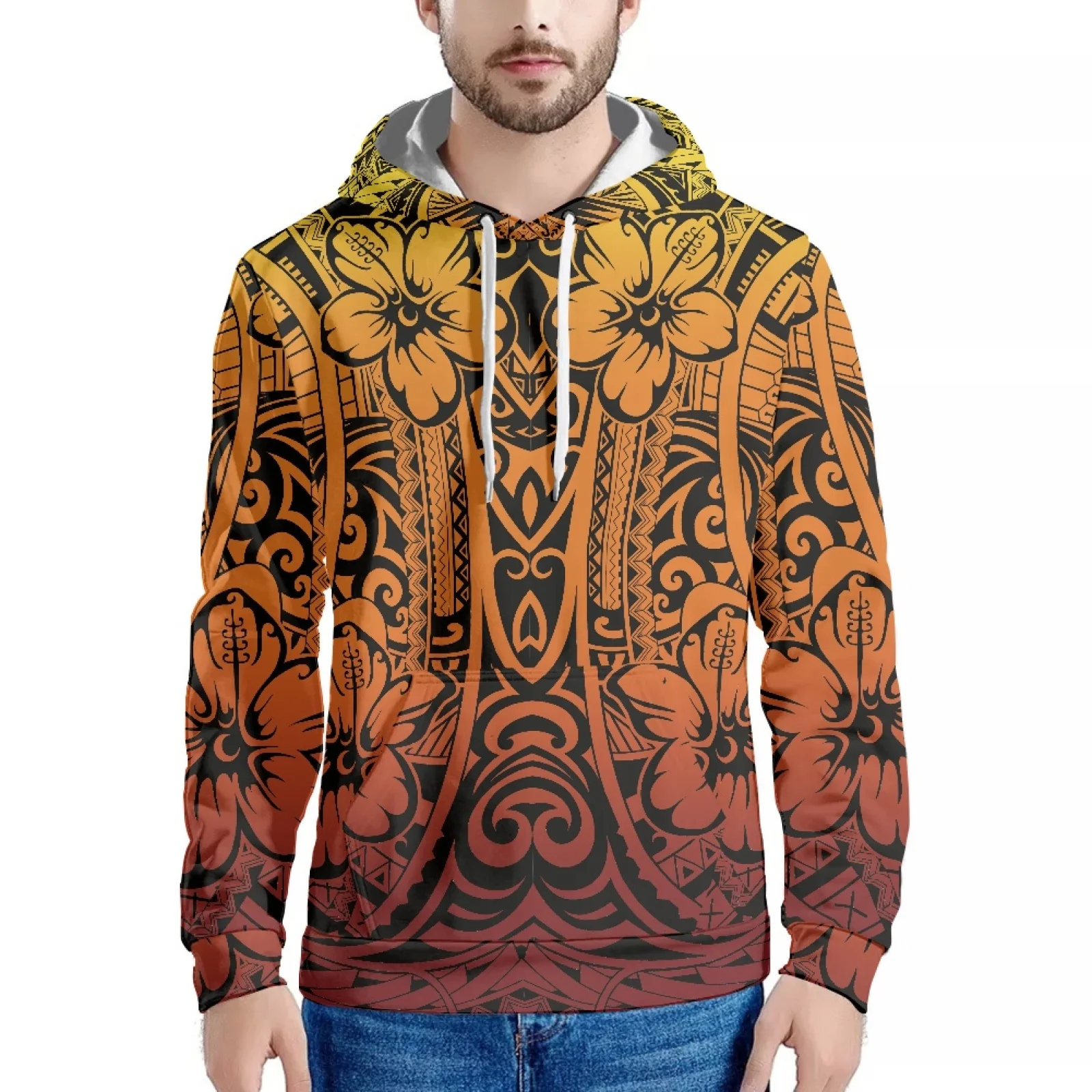 

New Polynesian Style Graphic Design Printed Hawaiian Sweatshirt Long Sleeve Fashion Hoodie Slim Men's Hoodie Fall/Winter