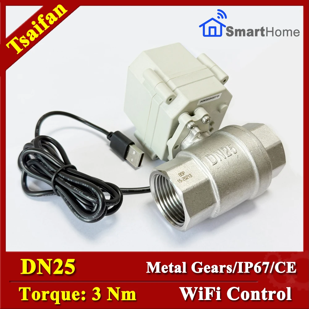 Intelligent Wifi Control Motorized Valve DN25 , IP67, CE 1 inch wireless control Valve with timer control, percentage setting