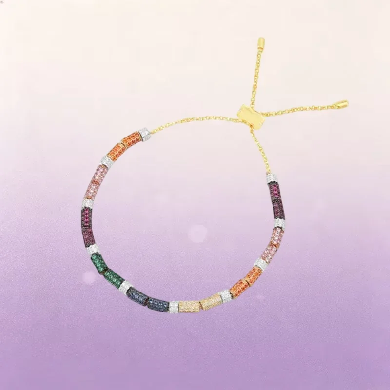 ZPFF S925 Sterling Silver Golden Rainbow Segmented Ring Earrings Bracelet Necklace Women Tribal Bohemian Style Classics Jewelry