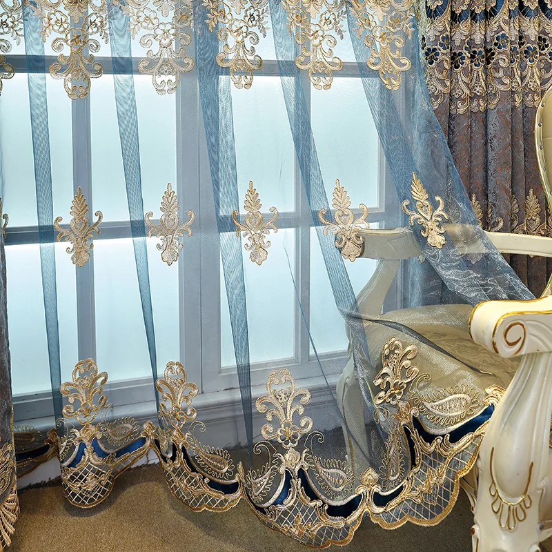 Custom Size European Chenille Embroidery Blackout Fashion Elegant Luxury Curtains for Living Dining Room Bedroom Kitchen Door